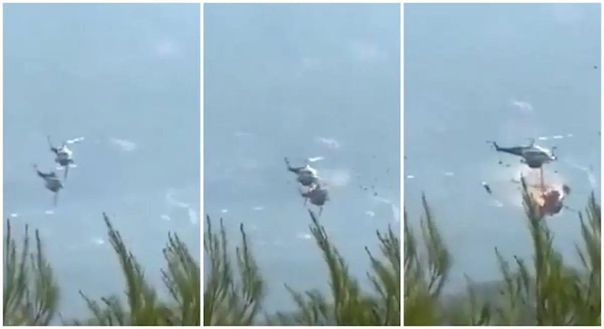 Imágenes de la colisión entre 2 helicópteros.