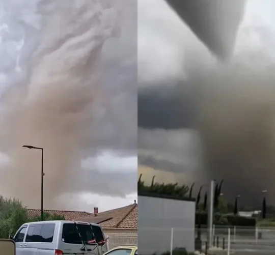 Impresionante tornado en las cercanías de la ciudad de Carcassonne.