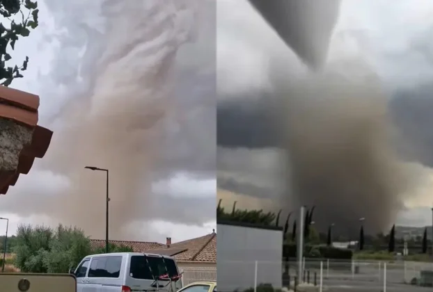 Impresionante tornado en las cercanías de la ciudad de Carcassonne.