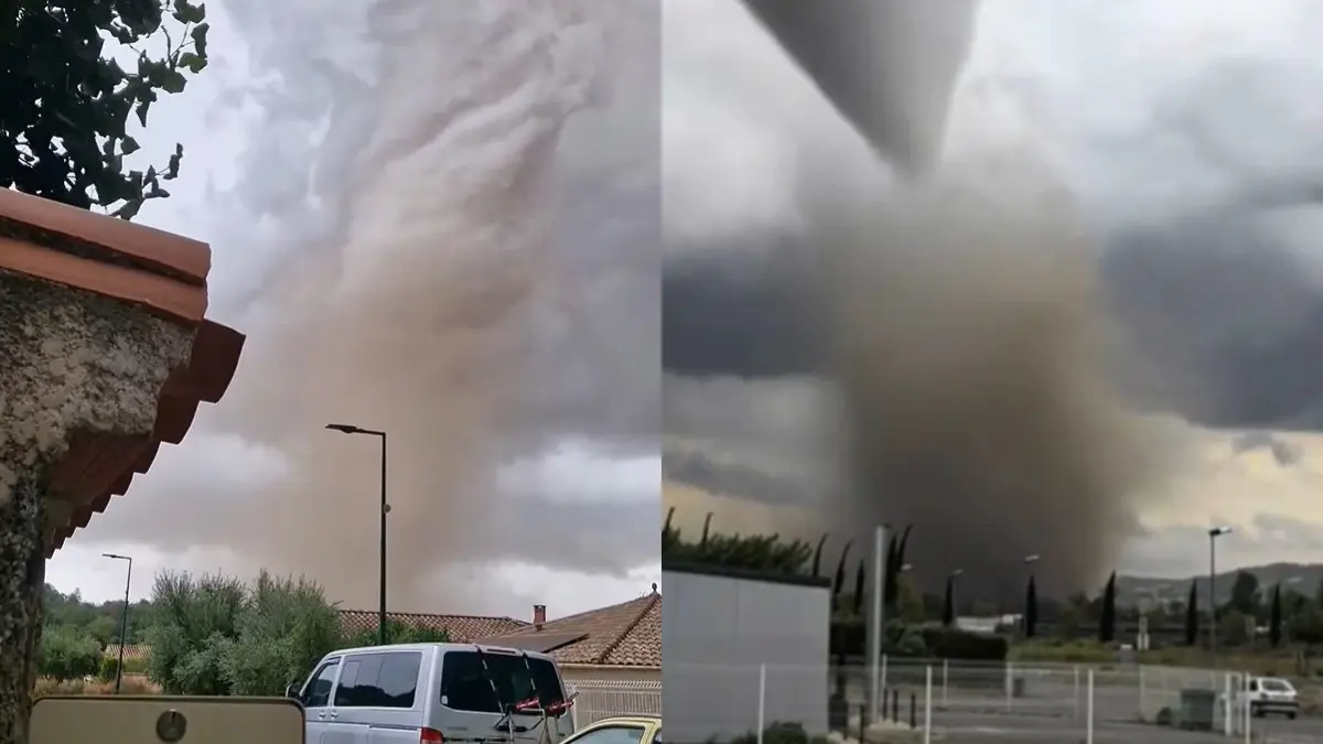 Impresionante tornado en las cercanías de la ciudad de Carcassonne.