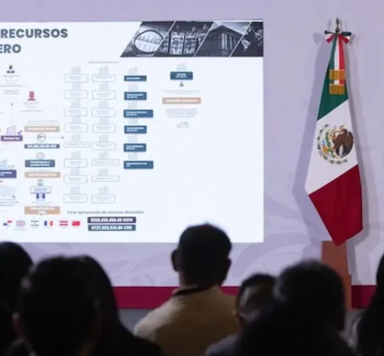 La presidenta Claudia Sheinbaum habla sobre red de desvío de recursos públicos operada por Genaro García Luna, exsecretario de Seguridad Pública de Felipe Calderón, y la familia Weinberg.