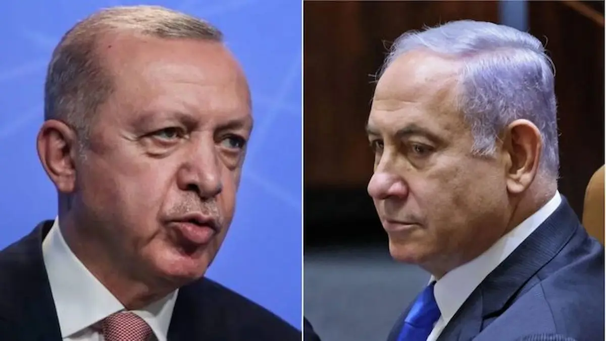 Ministro turco de Justicia, Akin Gurlek y primer ministro de Israel, y prófugo de la Corte Penal Internacional, Benjamin Netanyahu