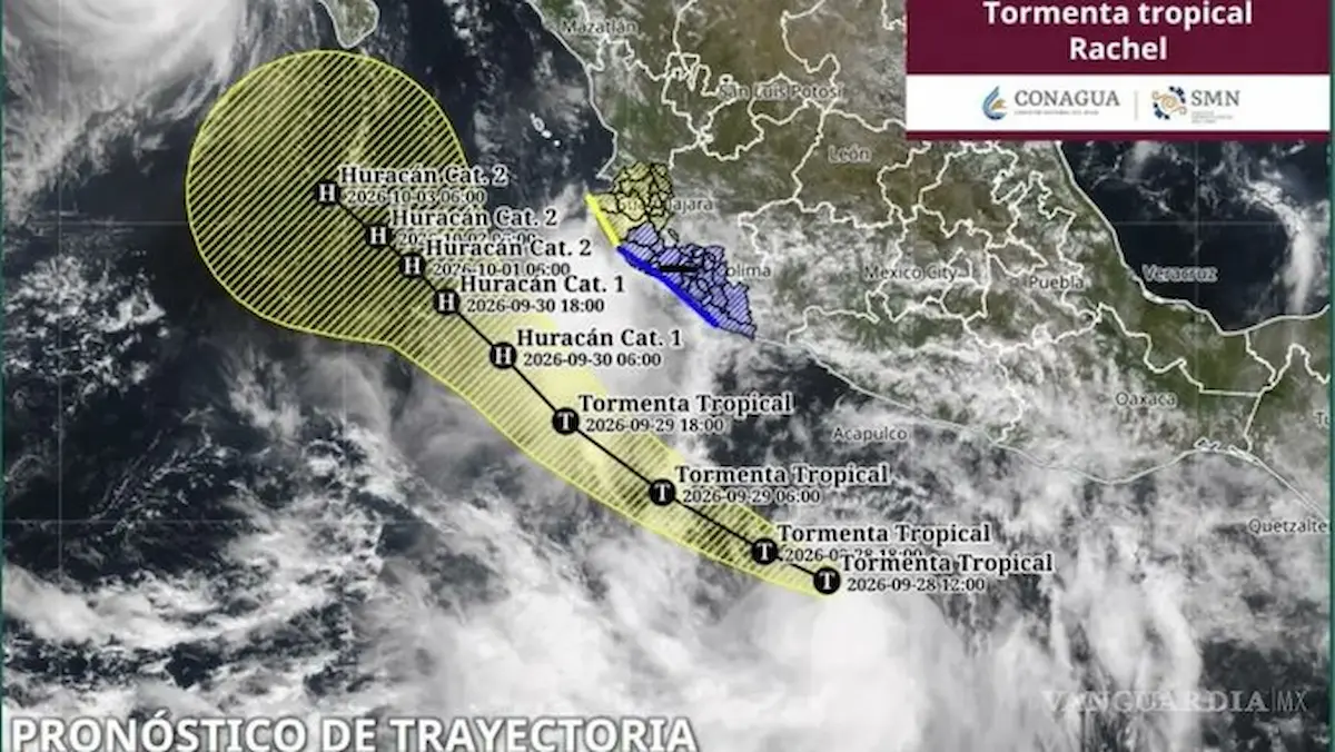 La depresión tropical Dieciocho-E se intensificó a la tormenta tropical Rachel frente al Pacífico mexicano