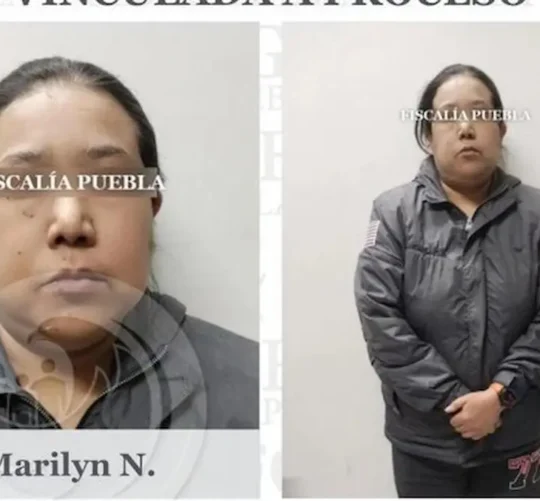 Marilyn Cote al momento de ser presentada ante las autoridades.