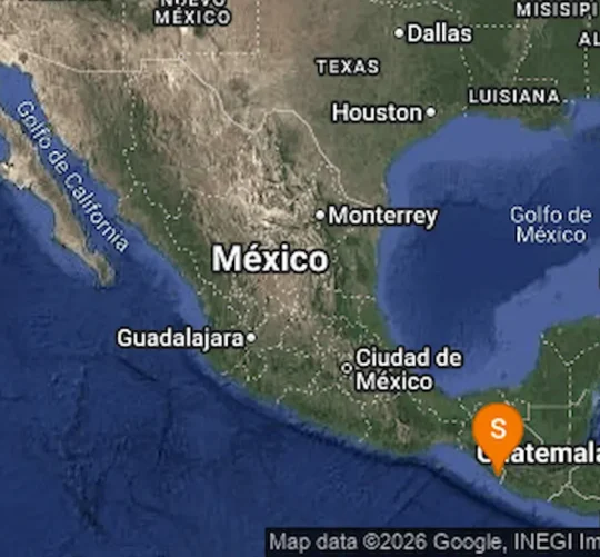Mapa compartido por el Servicio Sismológico Nacional