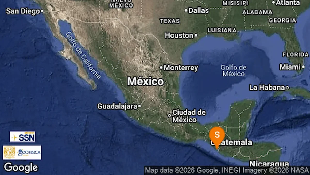 Mapa compartido por el Servicio Sismológico Nacional