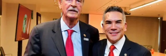 El expresidente panista Vicente Fox Quesada y el dirigente nacional del Partido Revolucionario Institucional (PRI), Alejandro “Alito” Moreno Cárdenas