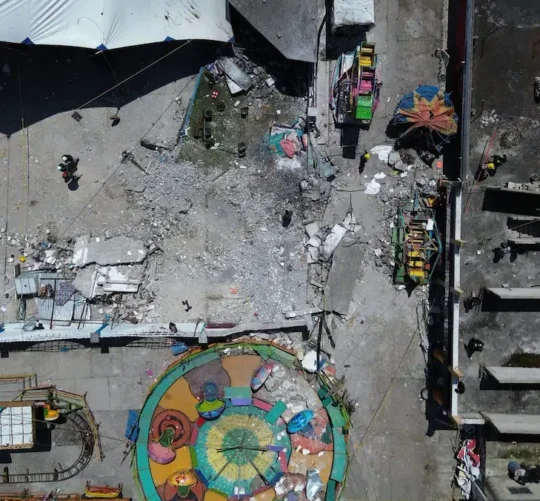 Zona afectada por la explosión de pirotecnia