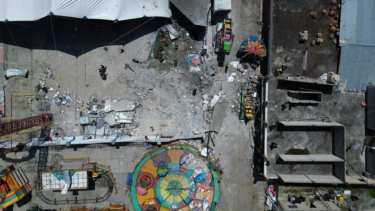 Zona afectada por la explosión de pirotecnia