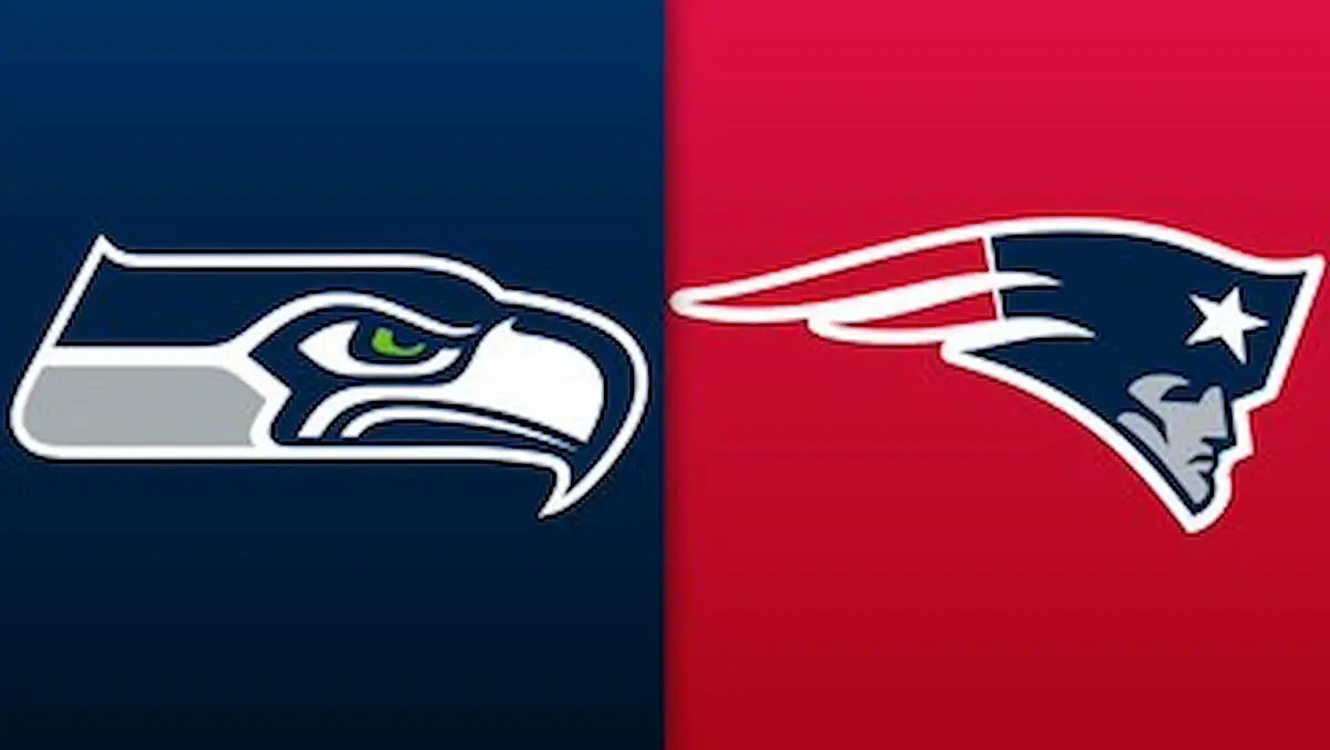 Logotipos de Seahawks de Seattle y Patriots de Nueva Inglaterra