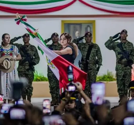 Grecia Quiroz durante la celebración del grito de Independencia