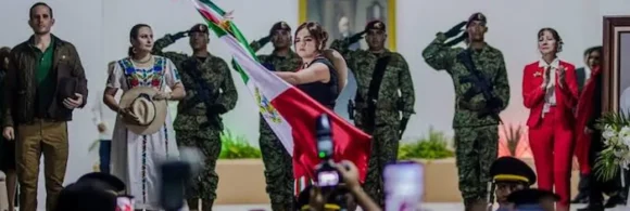 Grecia Quiroz durante la celebración del grito de Independencia