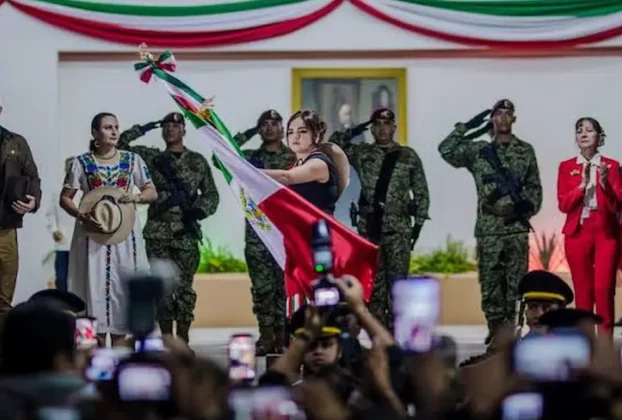 Grecia Quiroz durante la celebración del grito de Independencia