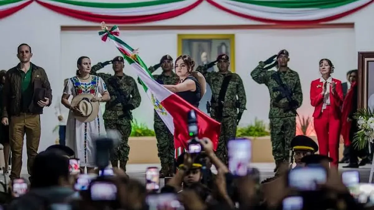 Grecia Quiroz durante la celebración del grito de Independencia
