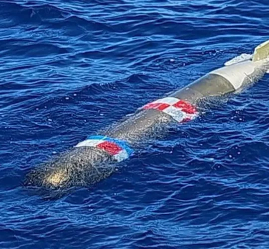 La Secretaría de Marina recuperó un torpedo de prácticas que fue localizado a la deriva frente a las costas de Ensenada, Baja California