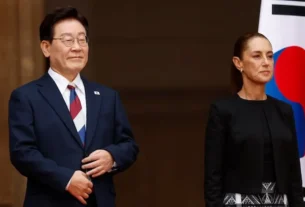 La presidenta Sheinbaum en Palacio Nacional junto a homólogo surcoreano, Lee Jae-myung