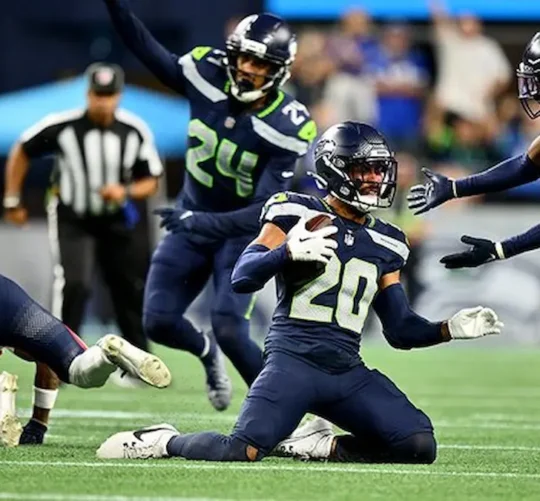 Seahawks celebran anotación frente a los Patriots