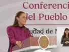 La Presidenta Claudia Sheinbaum durante su conferencia matutina desde Salón Guillermo Prieto en Palacio Nacional.