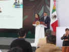 La Presidenta Claudia Sheinbaum y el secretario de Seguridad y Protección Ciudadana, Omar García Harfuch durante la conferencia matutina desde el 52° Batallón de Infantería en Guadalupe, Zacatecas