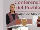 La Presidenta Claudia Sheinbaum durante su conferencia matutina desde Salón Guillermo Prieto en Palacio Nacional.