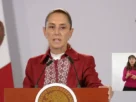 La Presidenta Claudia Sheinbaum durante su conferencia matutina desde Salón Guillermo Prieto en Palacio Nacional.
