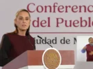 La Presidenta Claudia Sheinbaum durante su conferencia matutina desde Salón Guillermo Prieto en Palacio Nacional.