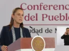 La Presidenta Claudia Sheinbaum durante su conferencia matutina desde Salón Guillermo Prieto en Palacio Nacional.