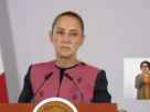 La Presidenta Claudia Sheinbaum durante su conferencia matutina desde Salón Guillermo Prieto en Palacio Nacional.