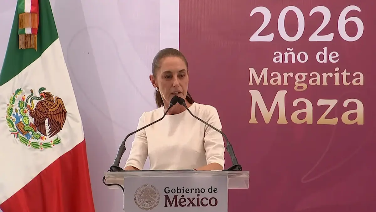 La Presidenta Claudia Sheinbaum durante su conferencia en Villahermosa, Tabasco.