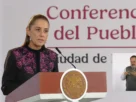 La Presidenta Claudia Sheinbaum durante su conferencia matutina desde Salón Guillermo Prieto en Palacio Nacional.
