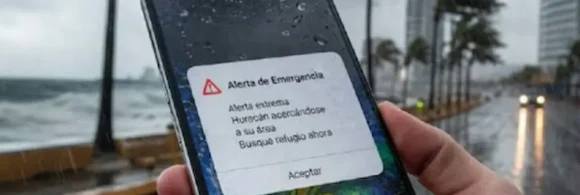 Prototipo de alerta de huracán en teléfono celular
