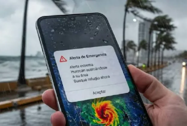 Prototipo de alerta de huracán en teléfono celular