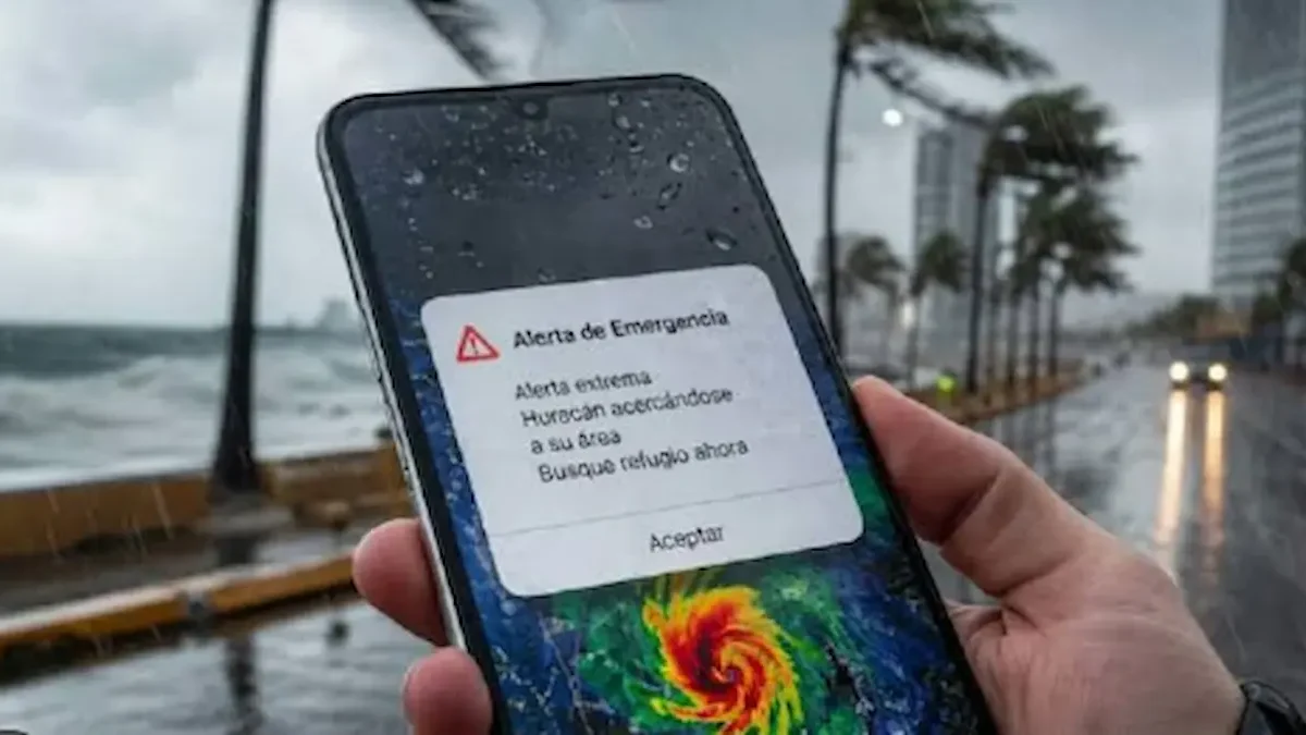 Prototipo de alerta de huracán en teléfono celular