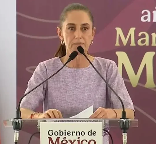 La presidenta Claudia Sheinbaum durante su evento del segundo informe de gobierno en Colima