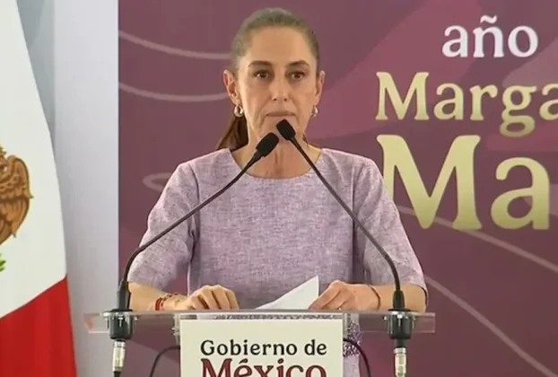 La presidenta Claudia Sheinbaum durante su evento del segundo informe de gobierno en Colima