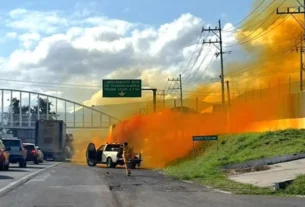Fuga de ácido nítrico registrada en un vehículo de carga fue controlada en la carretera Guadalajara-Chapala