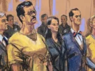 Ilustración de audiencia del presidente venezolano Nicolás Maduro y su esposa, Cilia Flores,