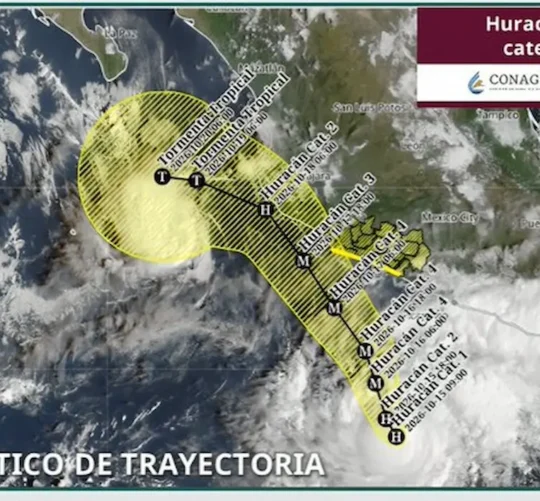 Imagen satelital del progreso del huracán Trudy
