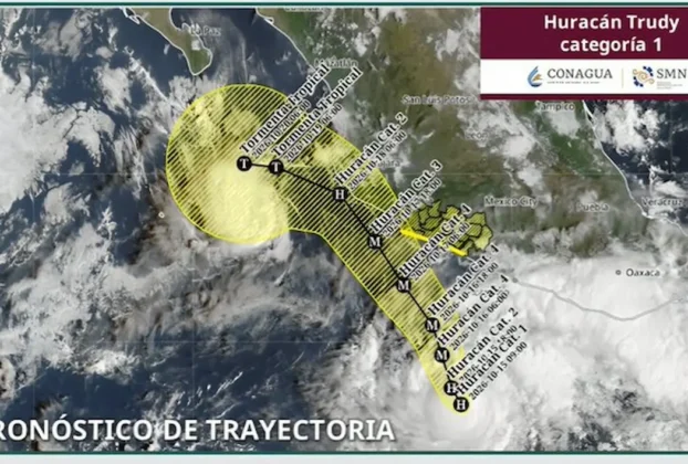 Imagen satelital del progreso del huracán Trudy