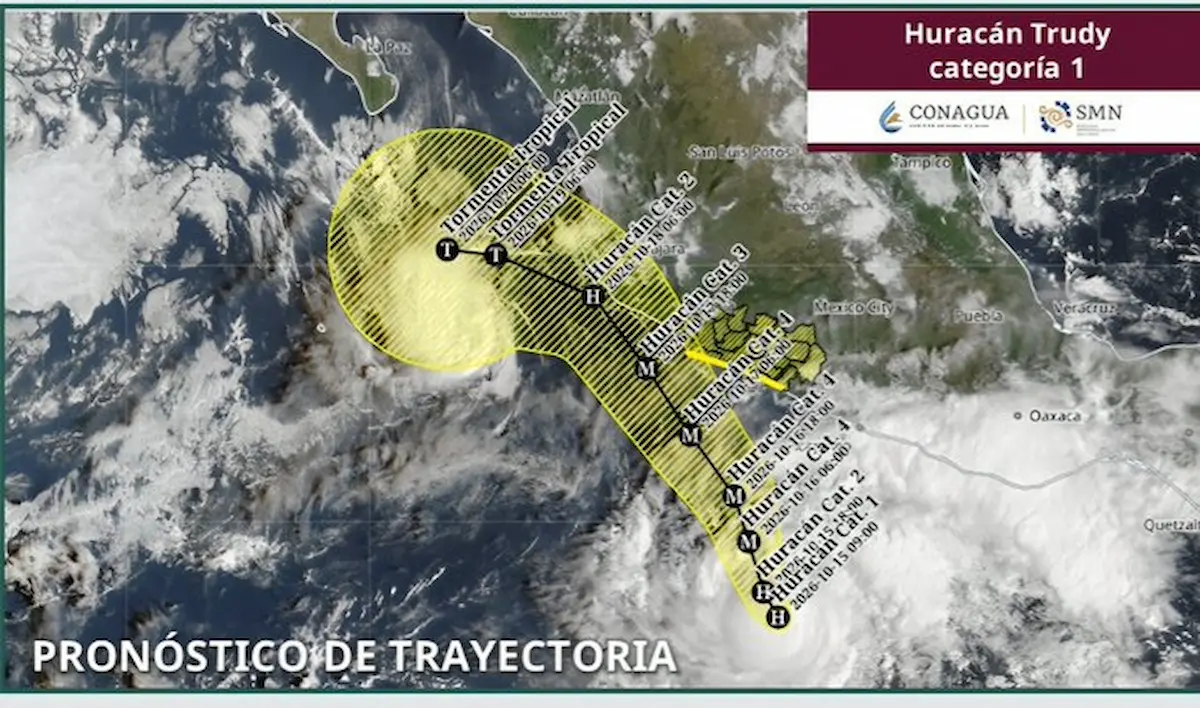 Imagen satelital del progreso del huracán Trudy