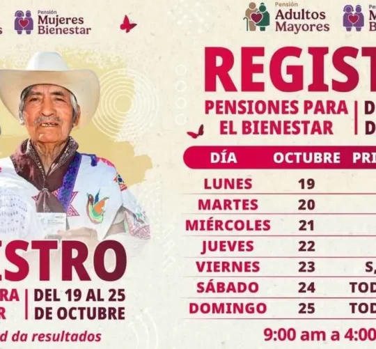 Calendario de registro para Pension Bienestar