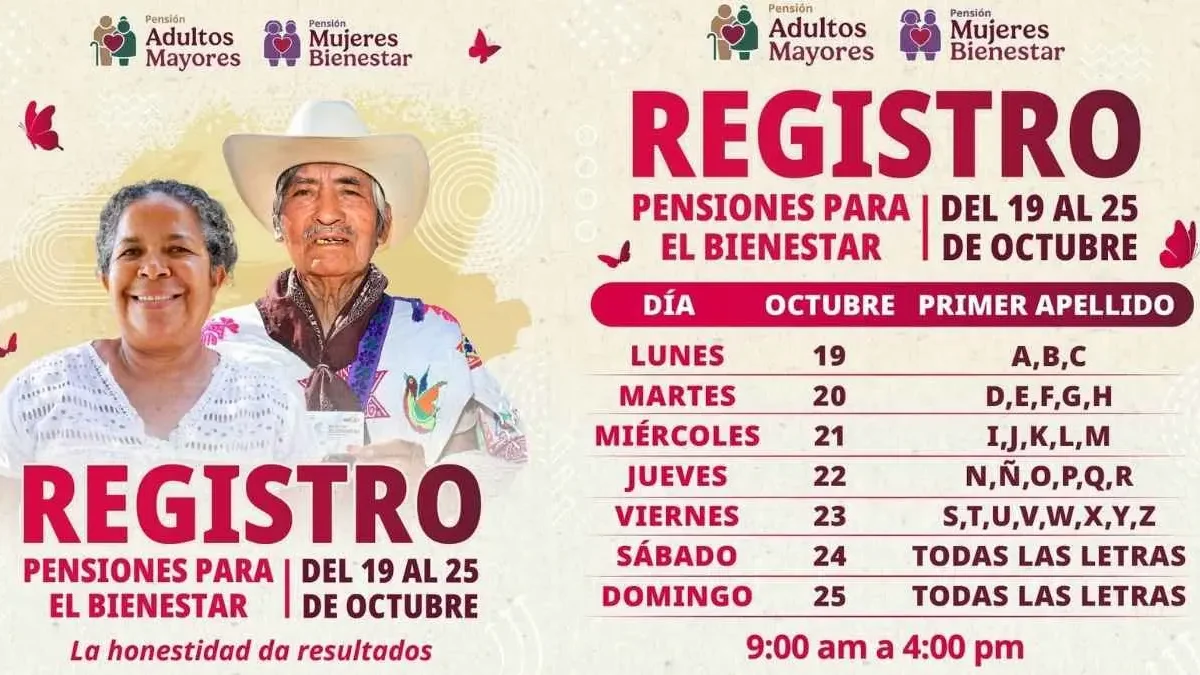 Calendario de registro para Pension Bienestar