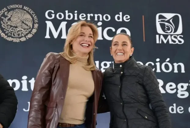 La gobernadora de Chihuahua, María Eugenia Campos y la presidenta Claudia Sheinbaum
