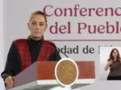La Presidenta Claudia Sheinbaum durante su conferencia matutina desde Salón Guillermo Prieto en Palacio Nacional.
