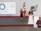 La Presidenta Claudia Sheinbaum durante su conferencia matutina desde Salón Guillermo Prieto en Palacio Nacional.