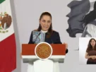 La Presidenta Claudia Sheinbaum durante su conferencia matutina desde Salón Guillermo Prieto en Palacio Nacional.
