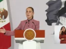 La Presidenta Claudia Sheinbaum durante su conferencia matutina desde Salón Guillermo Prieto en Palacio Nacional.