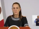 La Presidenta Claudia Sheinbaum durante su conferencia matutina desde Salón Guillermo Prieto en Palacio Nacional.