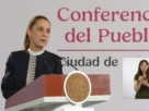 La Presidenta Claudia Sheinbaum durante su conferencia matutina desde Salón Guillermo Prieto en Palacio Nacional.