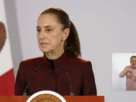 La Presidenta Claudia Sheinbaum durante su conferencia matutina desde Salón Guillermo Prieto en Palacio Nacional.